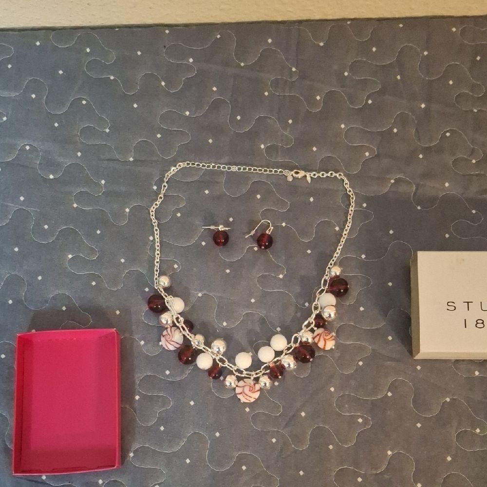 Studio 1886 Elegant Silver and Red Jewelry Set